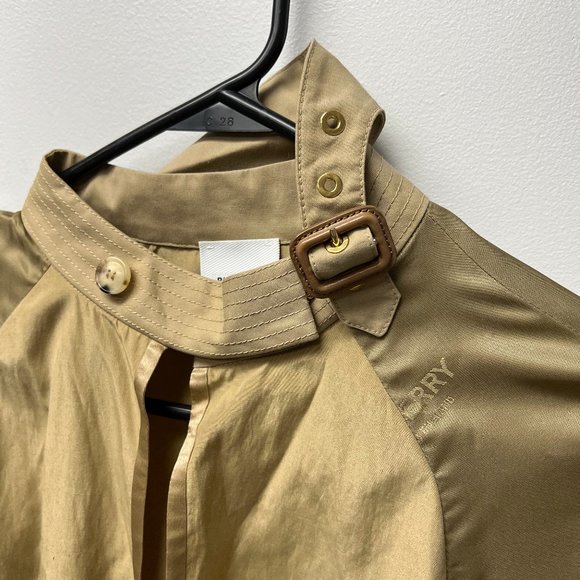 Burberry Womens Tan Cut Off Long Sleeve Mock Neck Pullover Blouse Top Size 4 - Picture 8 of 13